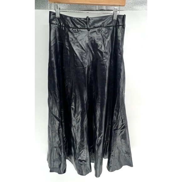 Zara Dresses & Skirts - Zara Navy faux leather  A-line midi‎ skirt Fall Winter Women M